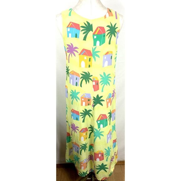 Jams World Maxi Dress House Palm Tree Print Sz M Pockets Multicolor - Picture 6 of 7